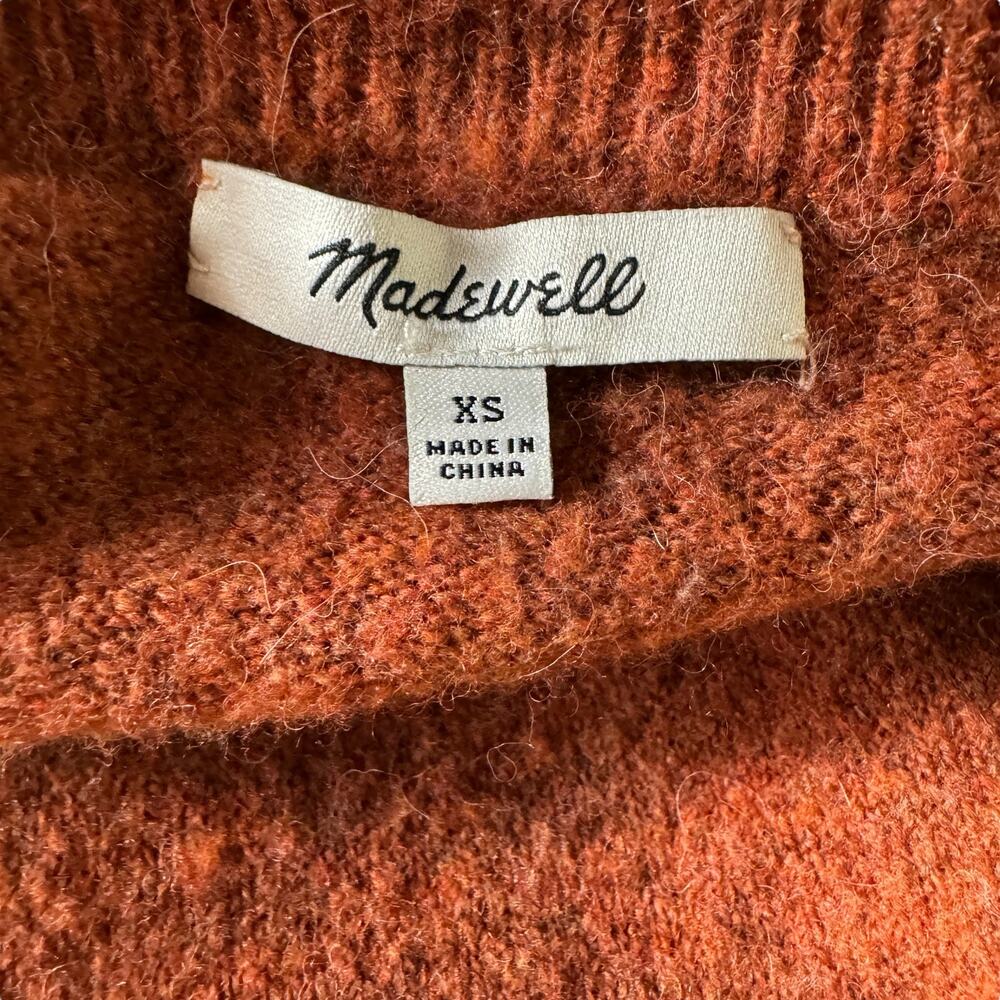Madewell Women's Sweater Button Sleeve SZ XS Pullover Wool Alpaca Burnt Orange - Picture 6 of 9